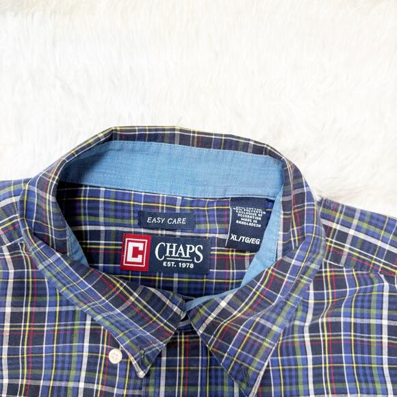 Chaps Men’s XL Button Down Shirt Plaid Long Sleeve Casual Easy Care - Picture 7 of 8